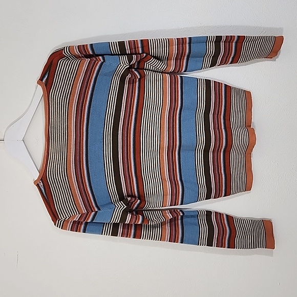 Vintage 90's Mervyn's long v-neck striped long sleeve sweater sz M - Picture 5 of 7